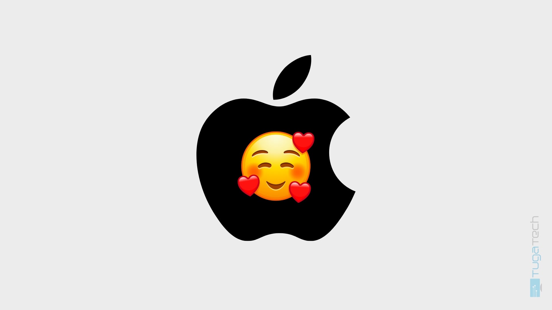 Apple logo com emoji de corações
