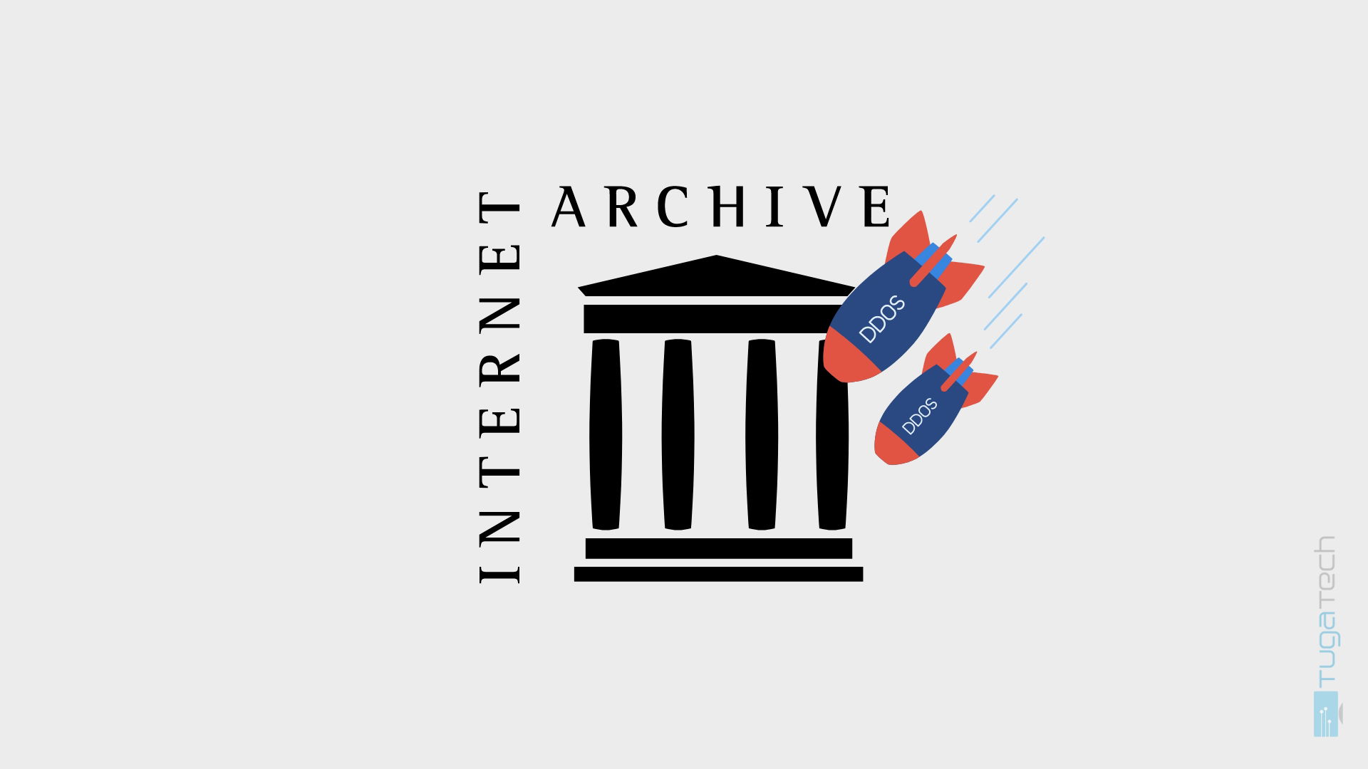 Internet Archive logo com imagem de ataque DDoS