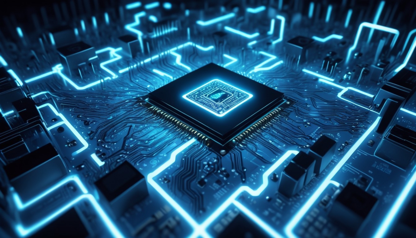 Chip com raios luz a partir das ligações do mesmo