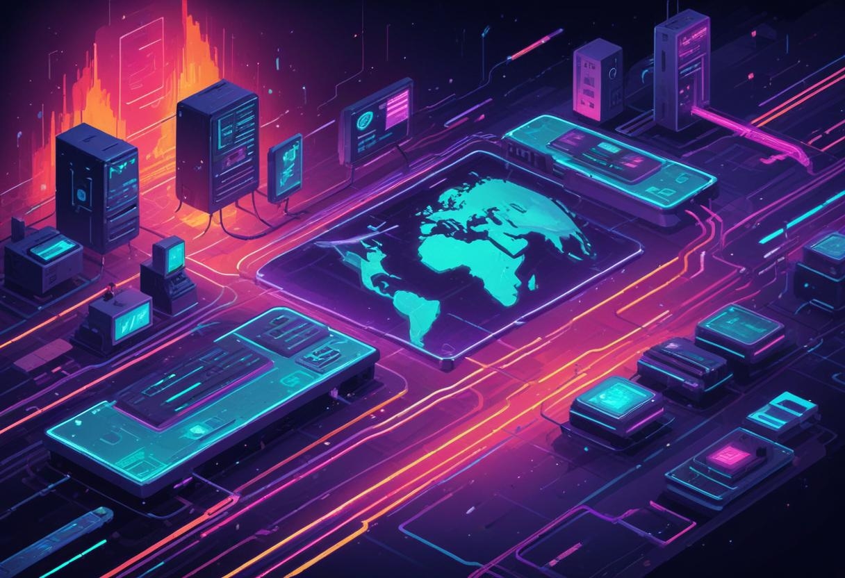 Rede interligada com o mundo e servidores