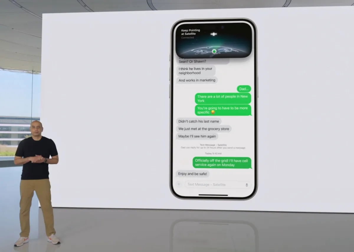 Apple com mensagens de texto via satélite