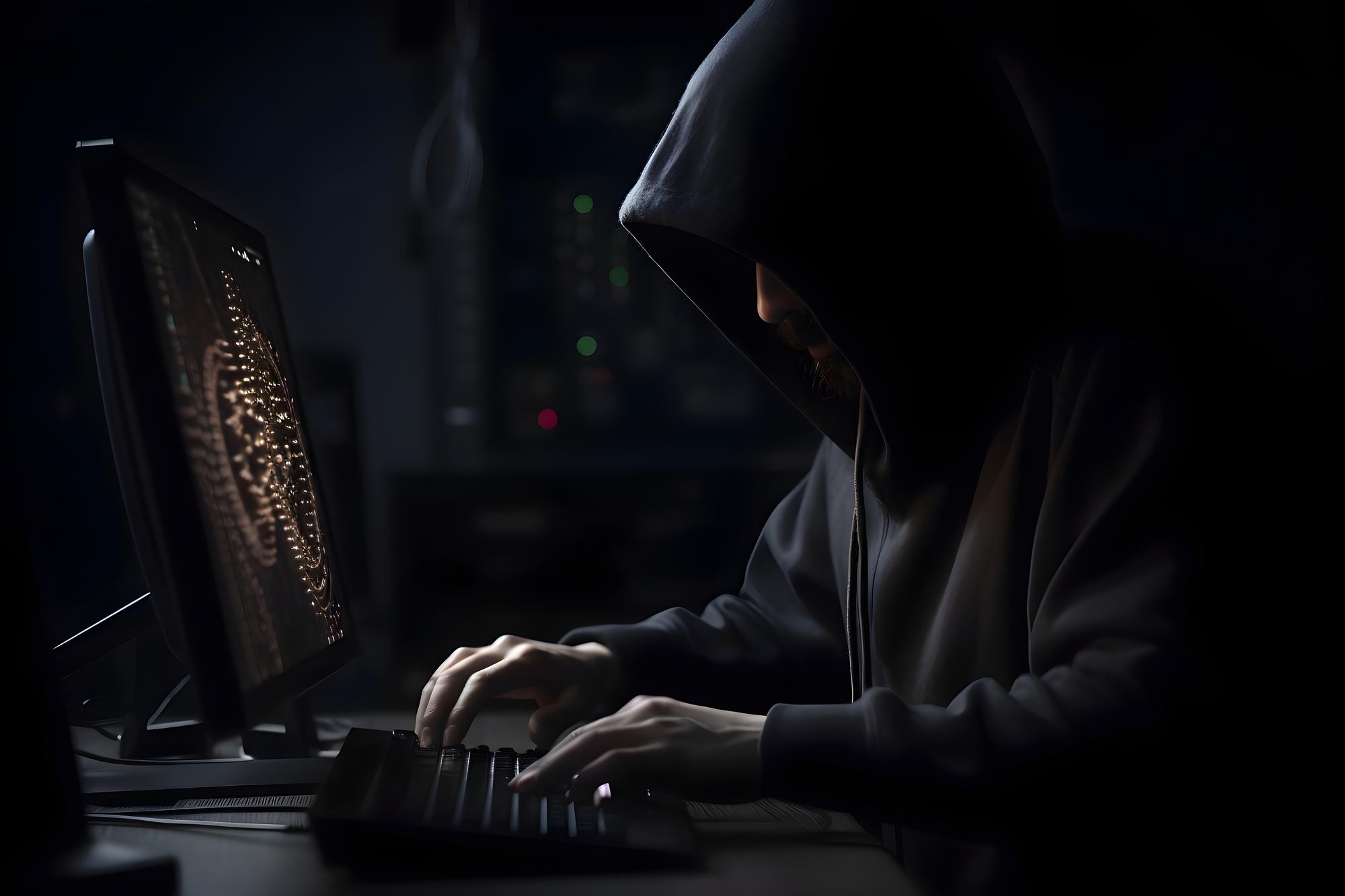 hacker em frente de computador