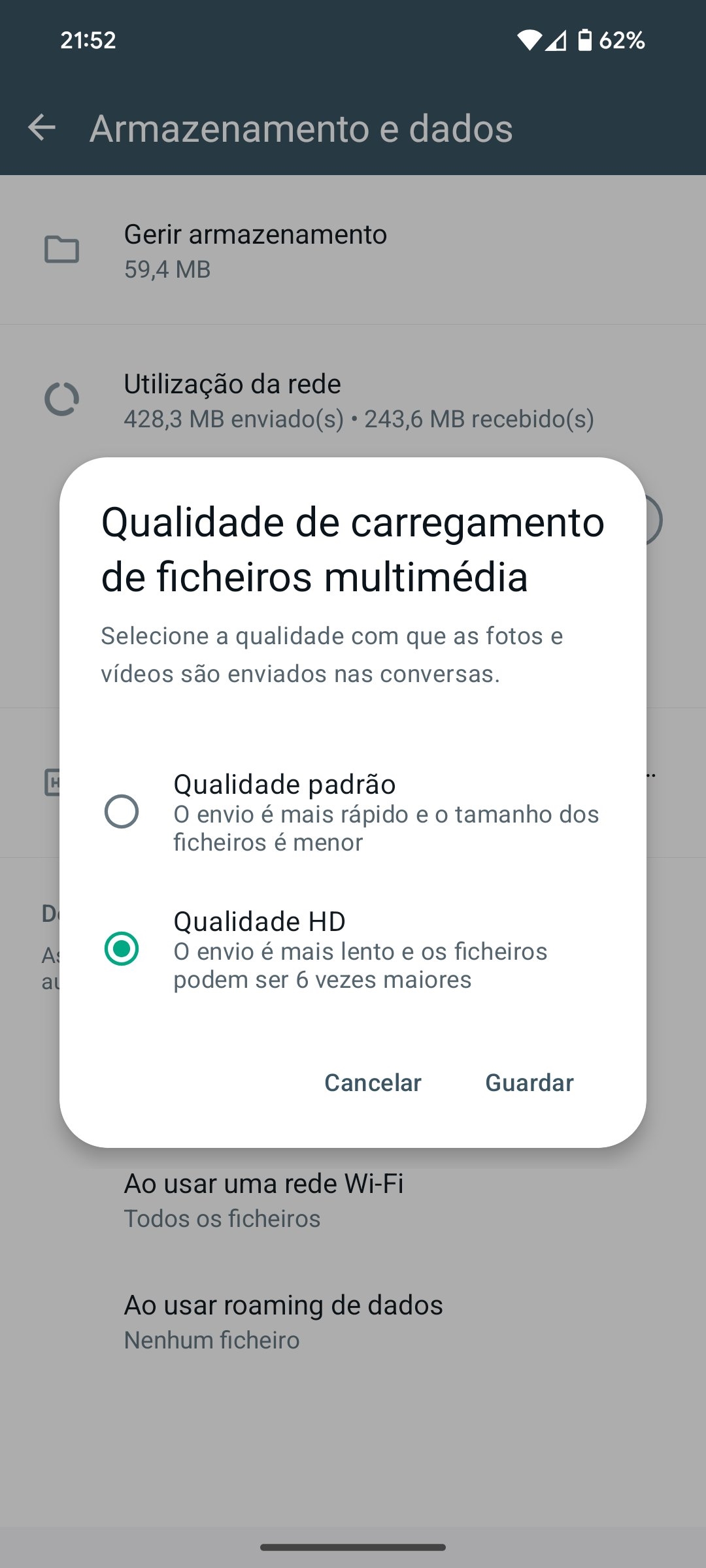 configuração do WhatsApp