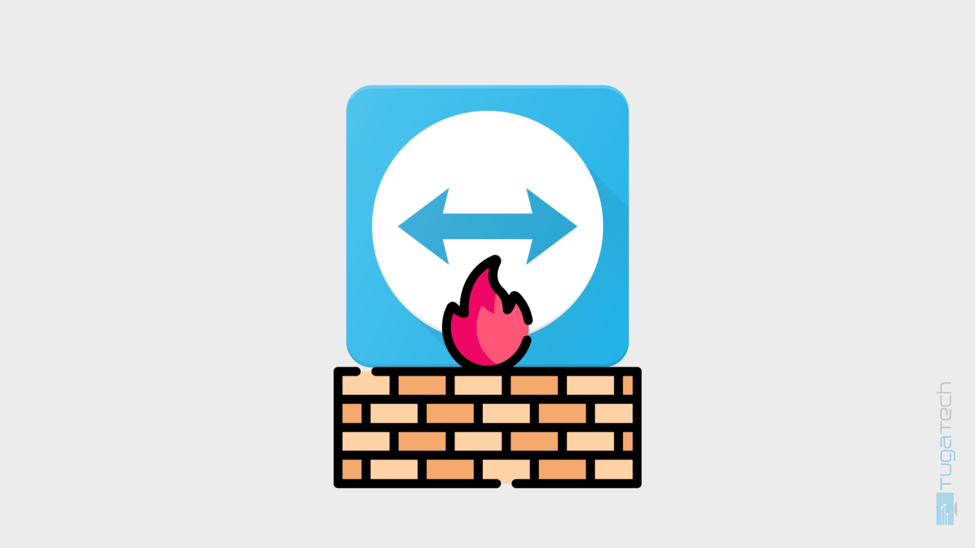 Logo da TeamViewer sobre firewall