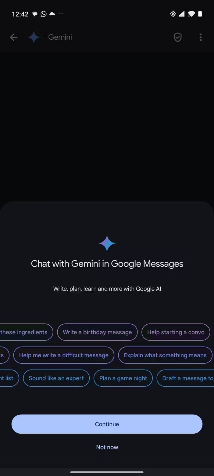 gemini nas mensagens da google