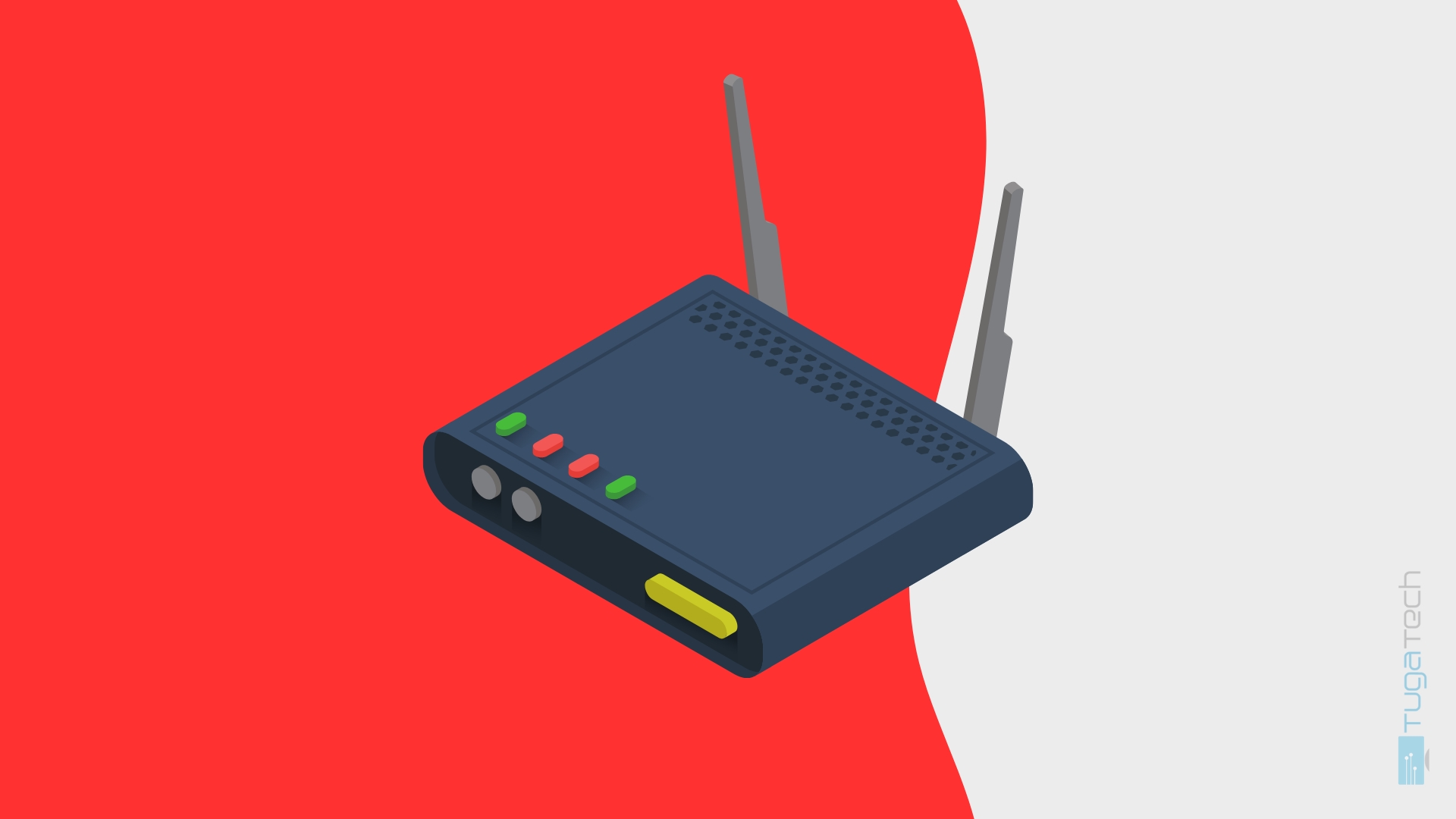 Router em fundo vermelho