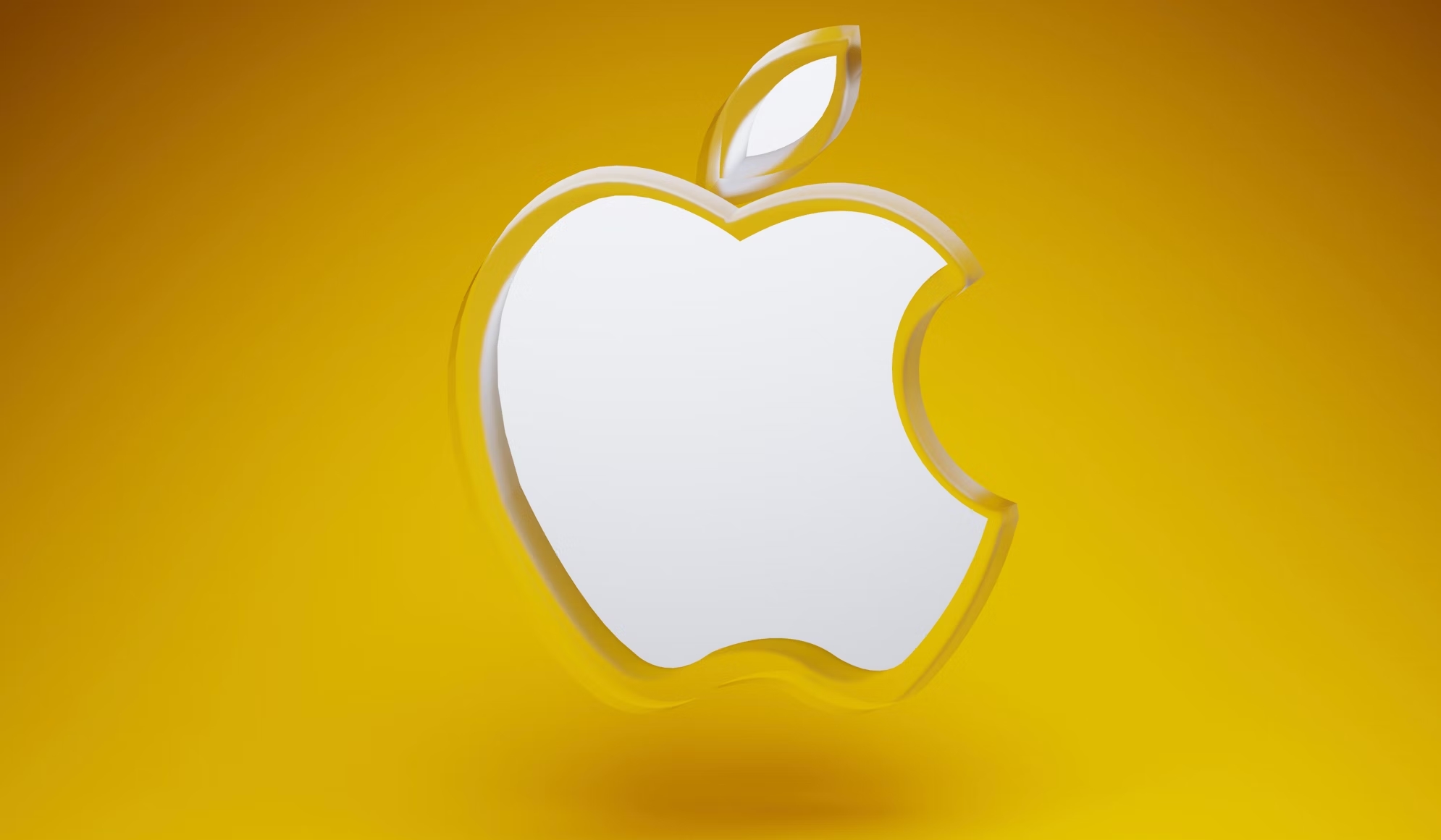 Apple em fundo amarelo