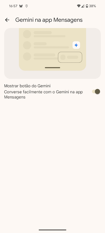 gemini esconder dentro da app de mensagens