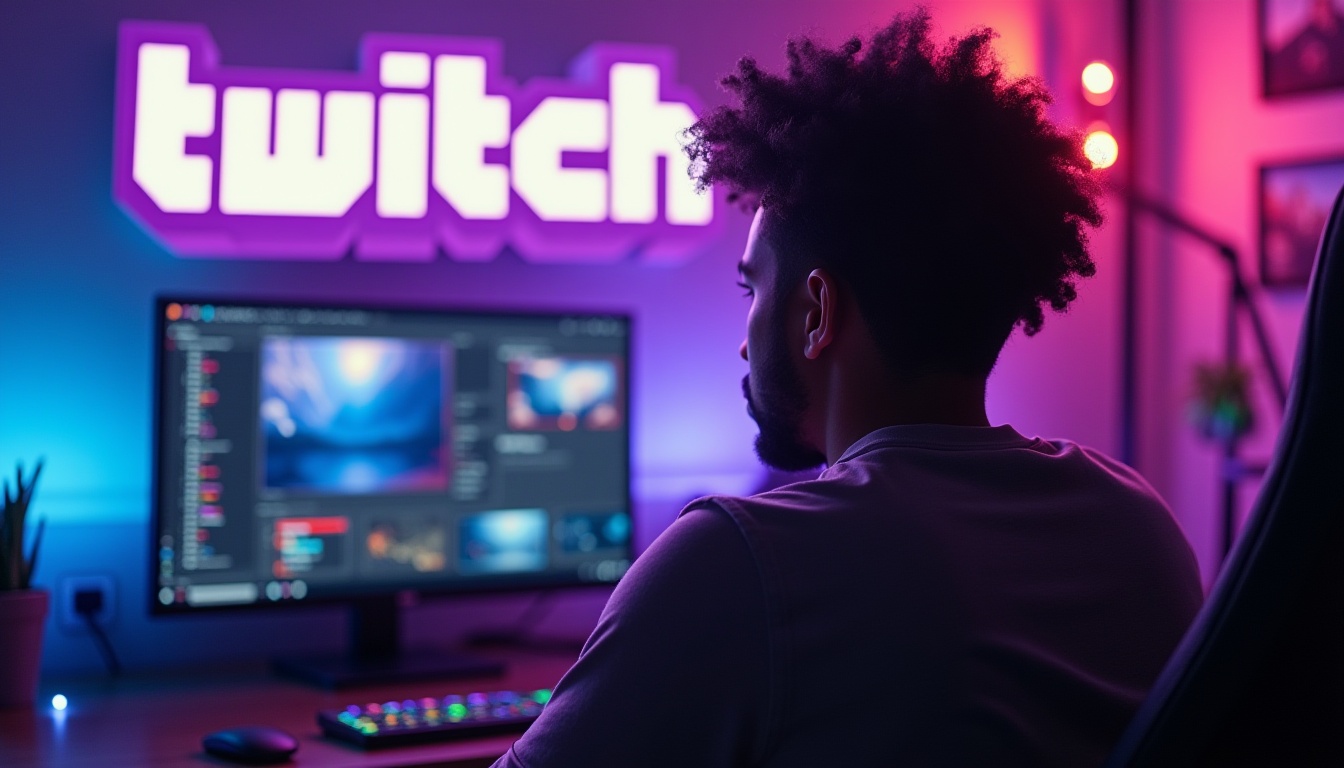 Twitch pessoa em frente de computador