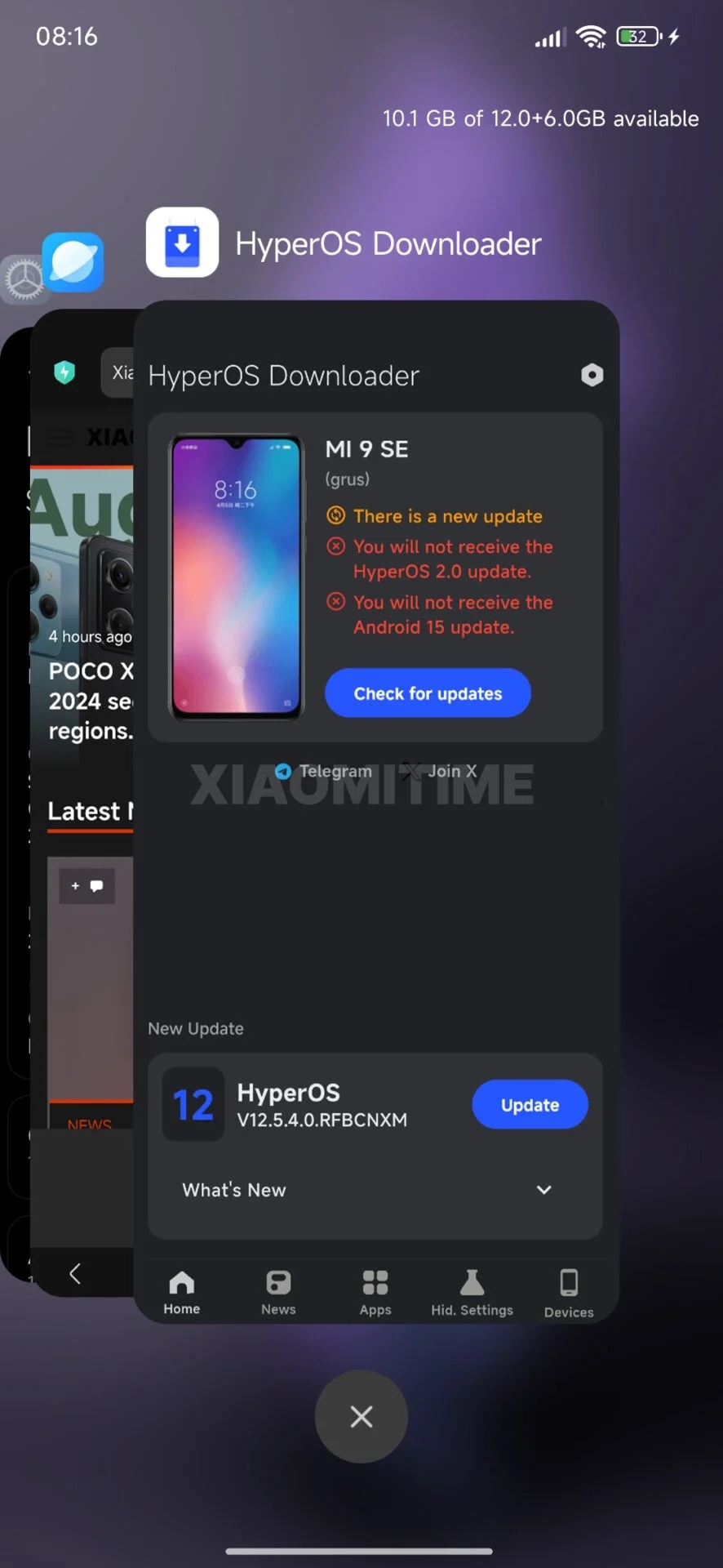 xiaomi hyperOS aplicações recentes