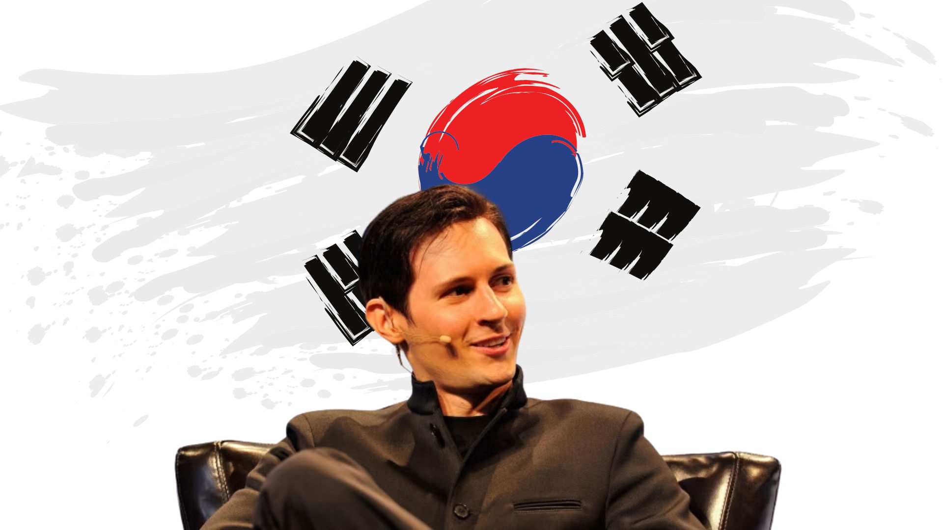 Pavel Durov com bandeira da Coreia do Sul