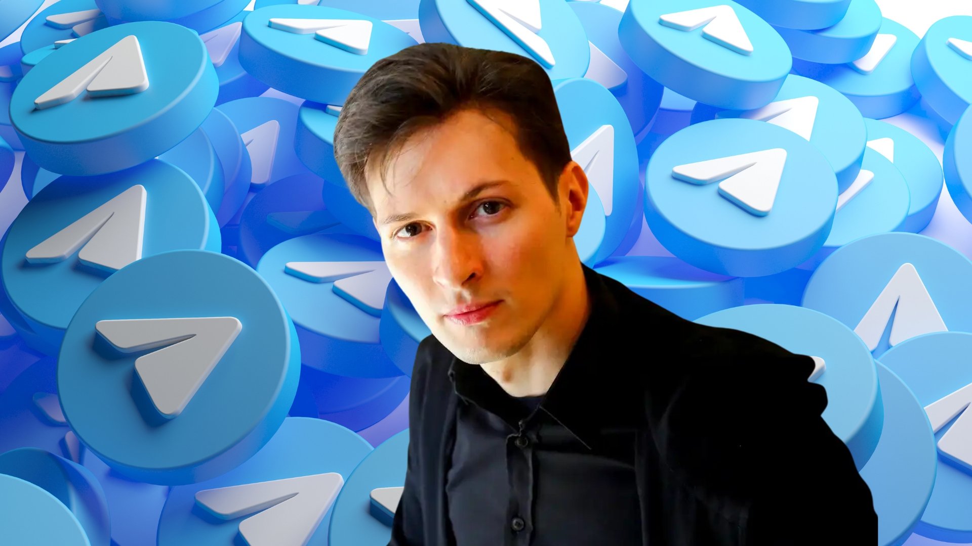 Pavel Durov com fundo do telegram