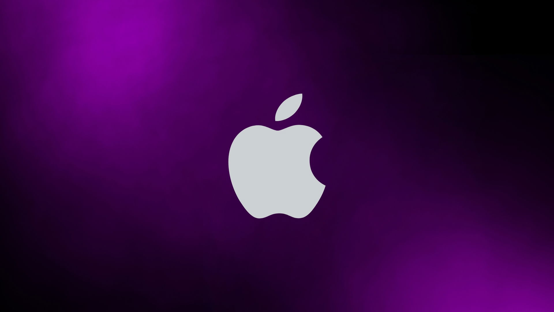 Apple logo em fundo roxo