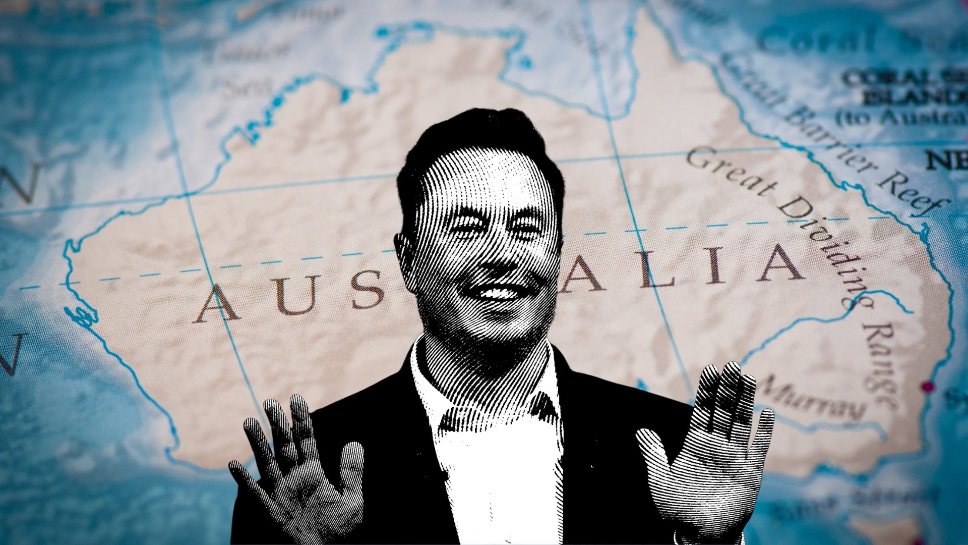 Elon Musk com fundo da austrália