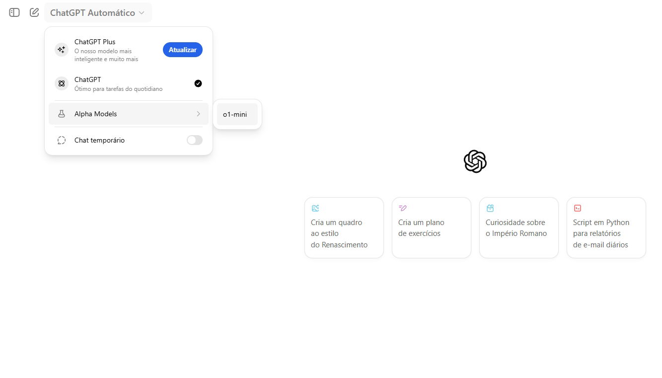 ChatGPT com modelo o1 mini