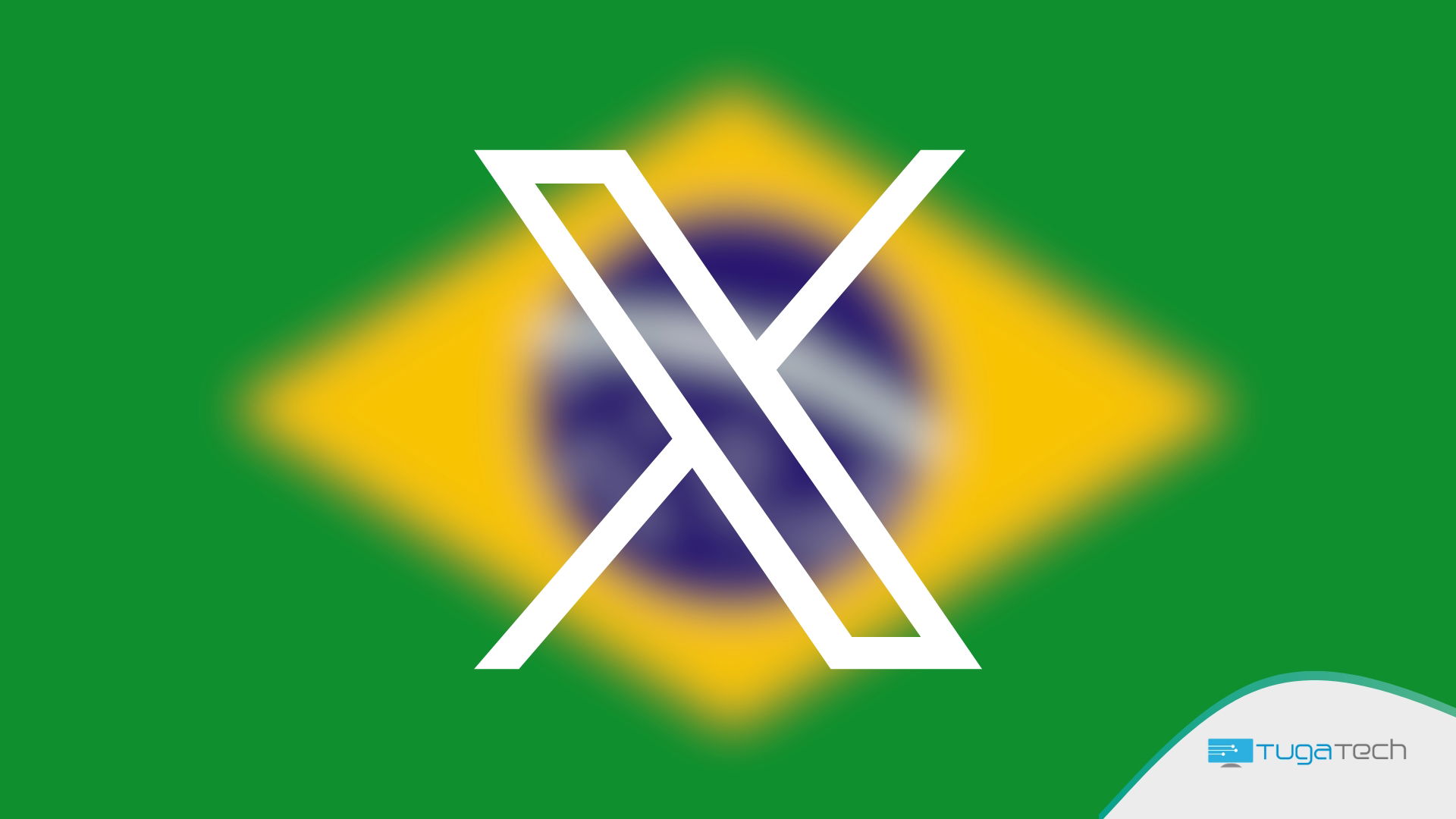 Logo da X com bandeira do brasil de fundo