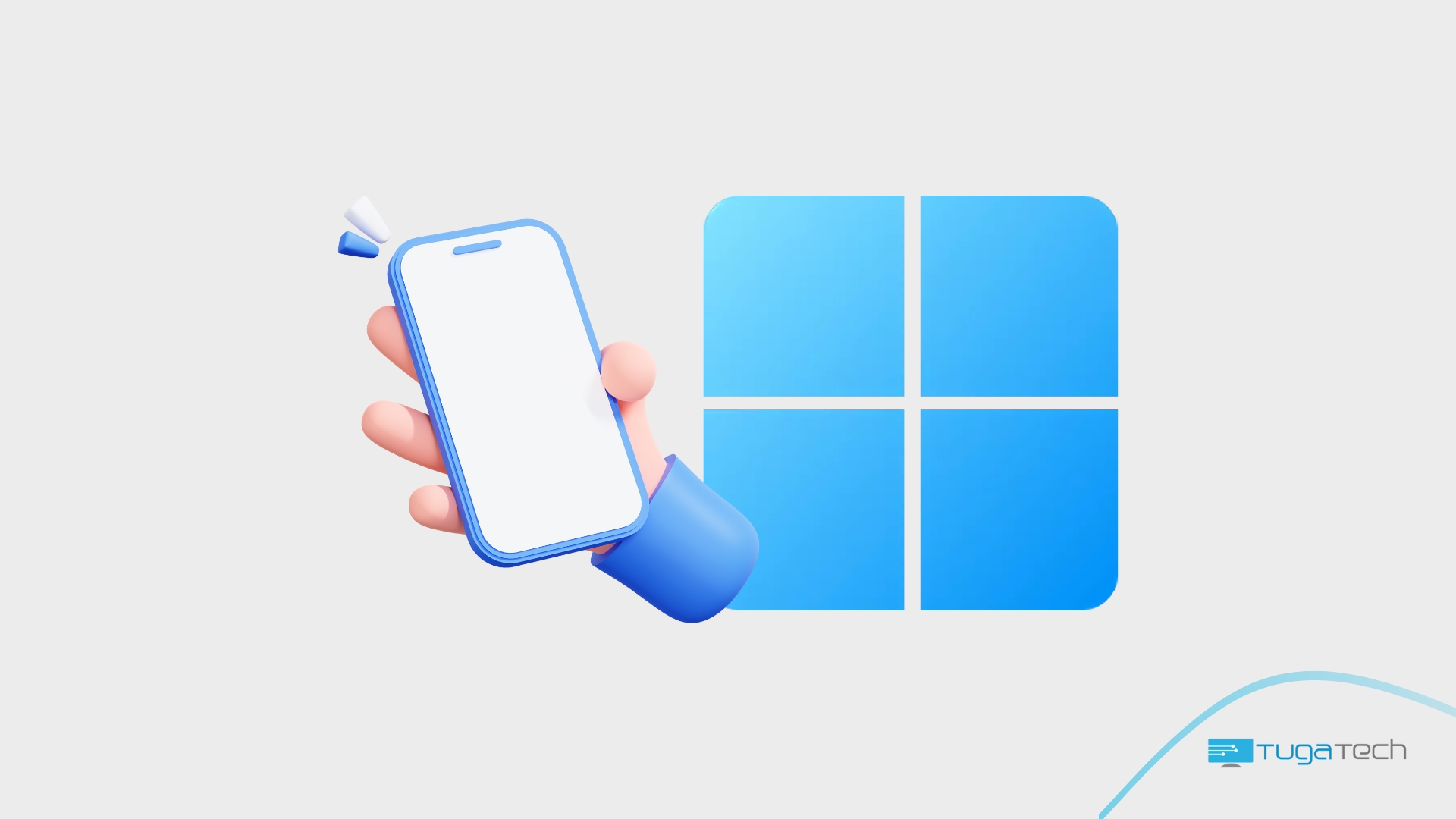 Windows 11 com smartphone na mão