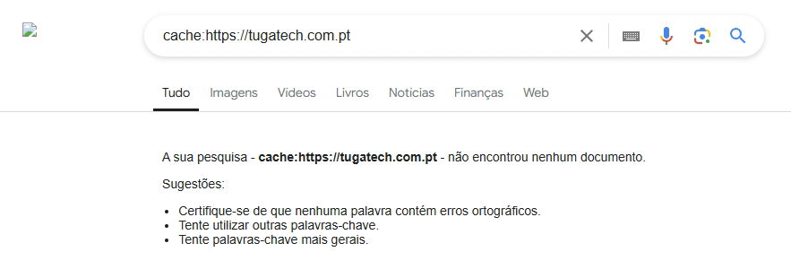 cache desativada no google