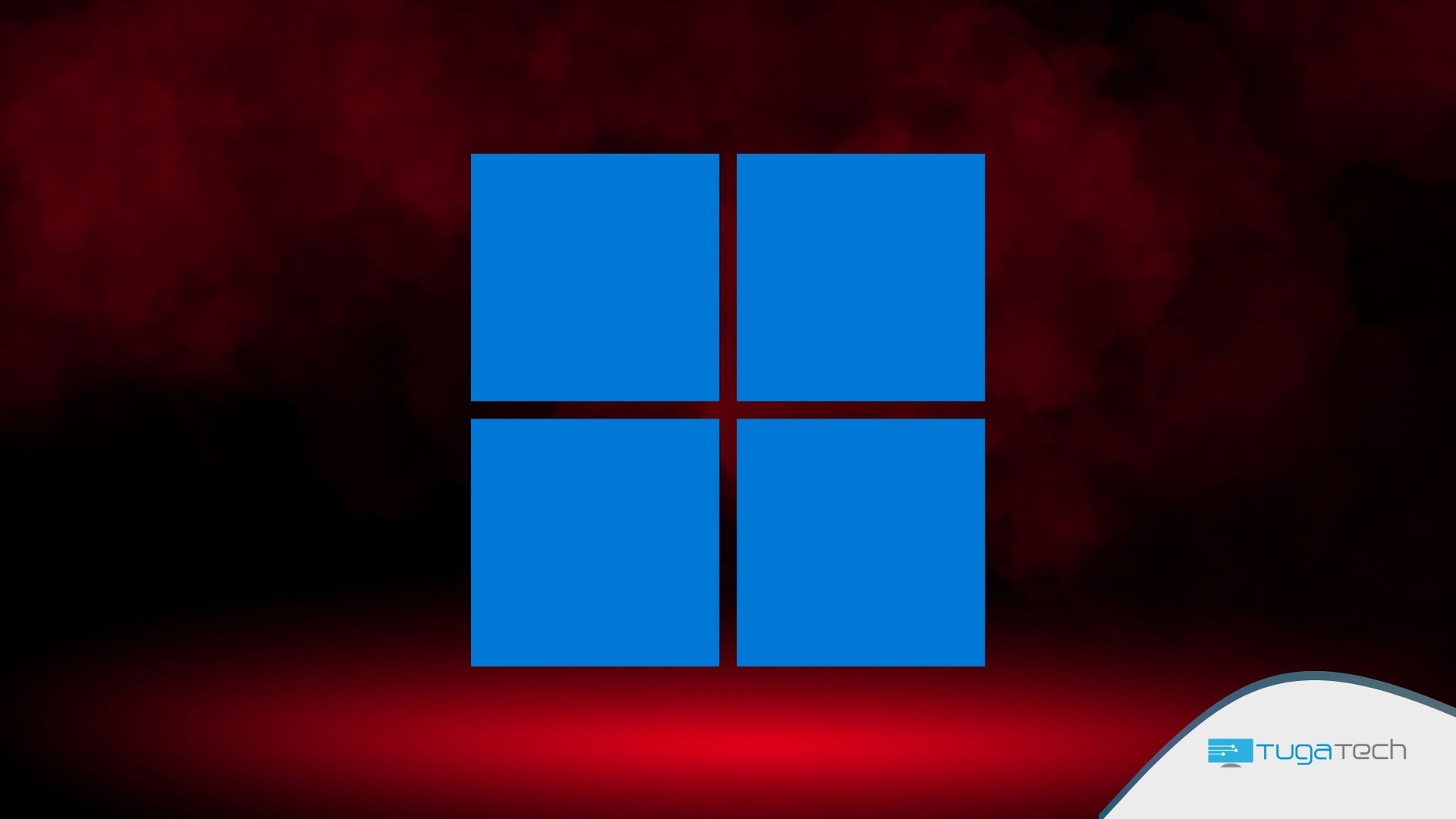 Windows 11 em fundo vermelho