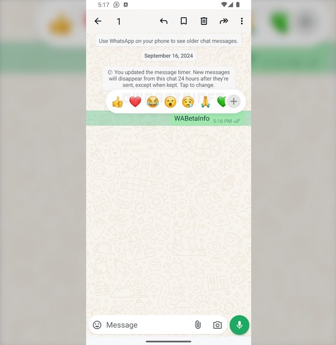 whatsapp com reações dinâmicas