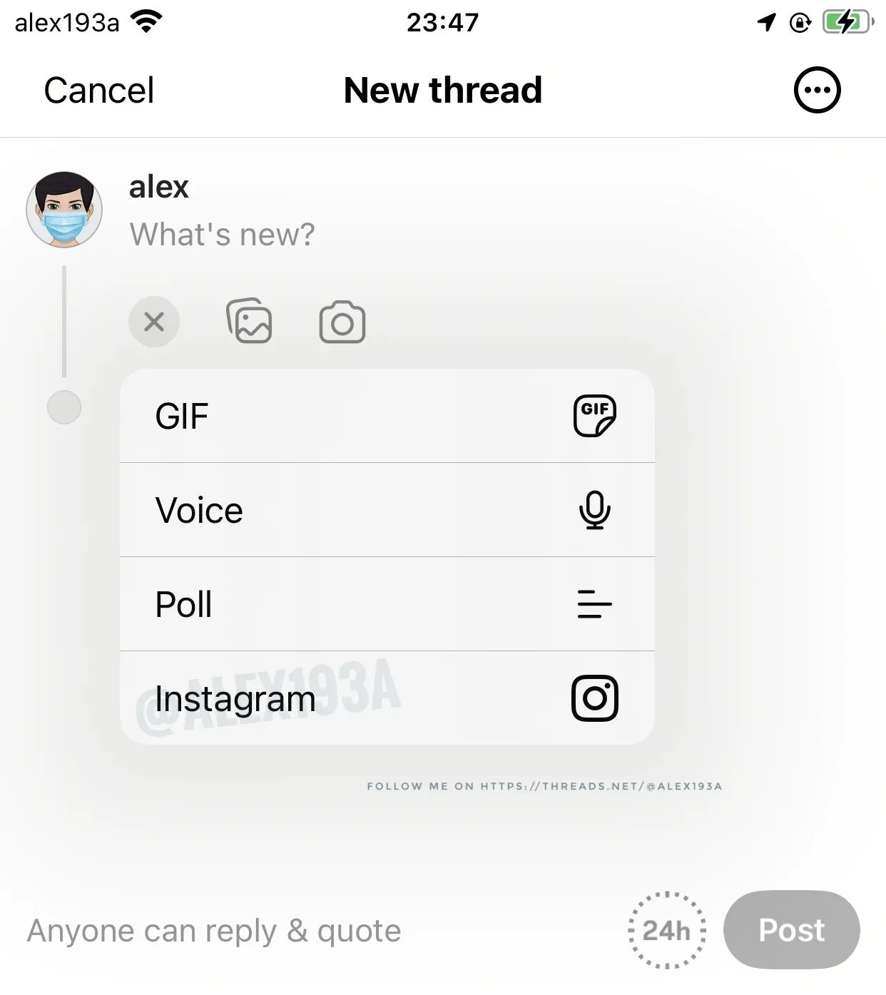 threads com novas opções de partilha