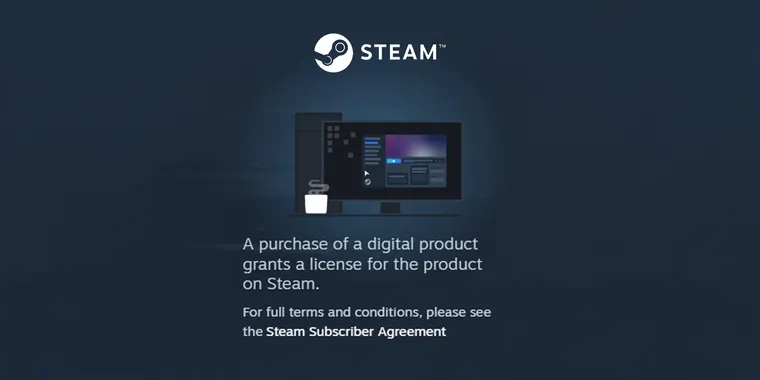 mensagem de alerta da steam para compra digital